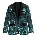 Brisbane Heat Cricket Mascot Blazer Aboriginal Dot Art Cyan And Black Tribal Pattern