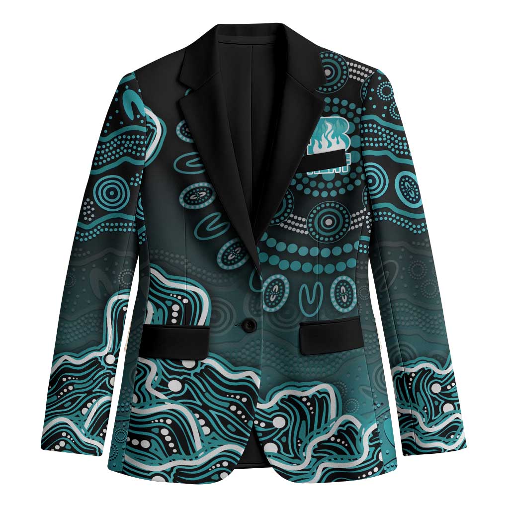 Brisbane Heat Cricket Mascot Blazer Aboriginal Dot Art Cyan And Black Tribal Pattern