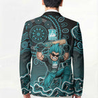 Brisbane Heat Cricket Mascot Blazer Aboriginal Dot Art Cyan And Black Tribal Pattern