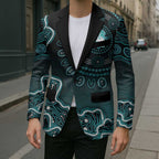Brisbane Heat Cricket Mascot Blazer Aboriginal Dot Art Cyan And Black Tribal Pattern