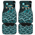 Brisbane Heat Cricket Mascot Car Mats Aboriginal Dot Art Cyan And Black Tribal Pattern