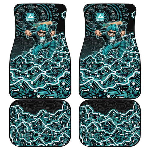 Brisbane Heat Cricket Mascot Car Mats Aboriginal Dot Art Cyan And Black Tribal Pattern