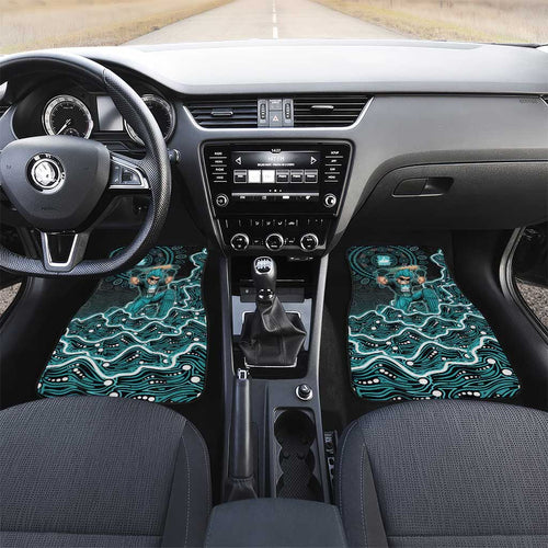 Brisbane Heat Cricket Mascot Car Mats Aboriginal Dot Art Cyan And Black Tribal Pattern