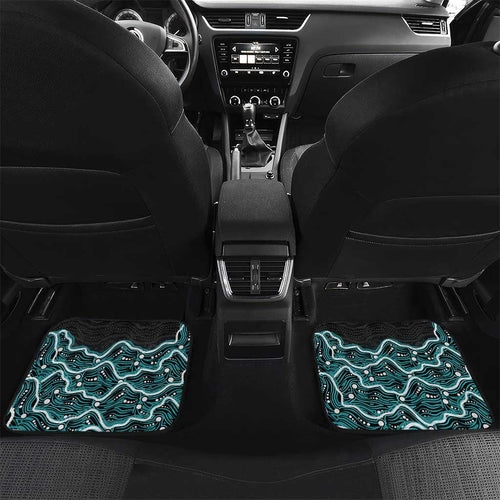 Brisbane Heat Cricket Mascot Car Mats Aboriginal Dot Art Cyan And Black Tribal Pattern