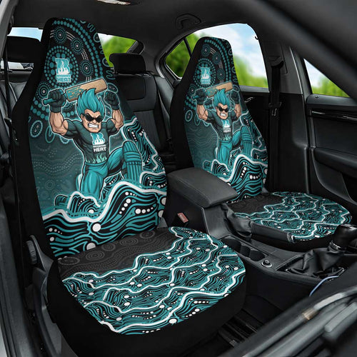 Brisbane Heat Cricket Mascot Car Seat Cover Aboriginal Dot Art Cyan And Black Tribal Pattern