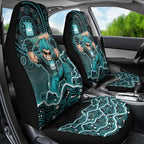 Brisbane Heat Cricket Mascot Car Seat Cover Aboriginal Dot Art Cyan And Black Tribal Pattern