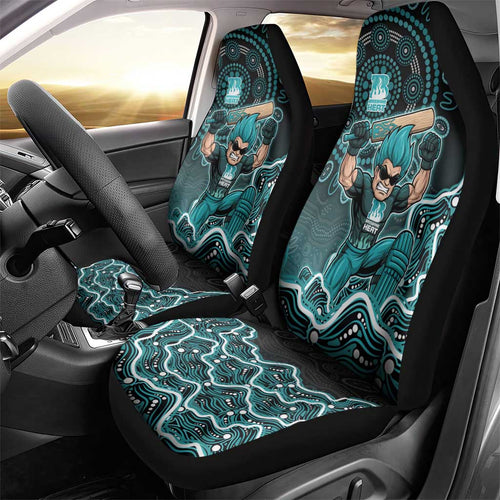Brisbane Heat Cricket Mascot Car Seat Cover Aboriginal Dot Art Cyan And Black Tribal Pattern