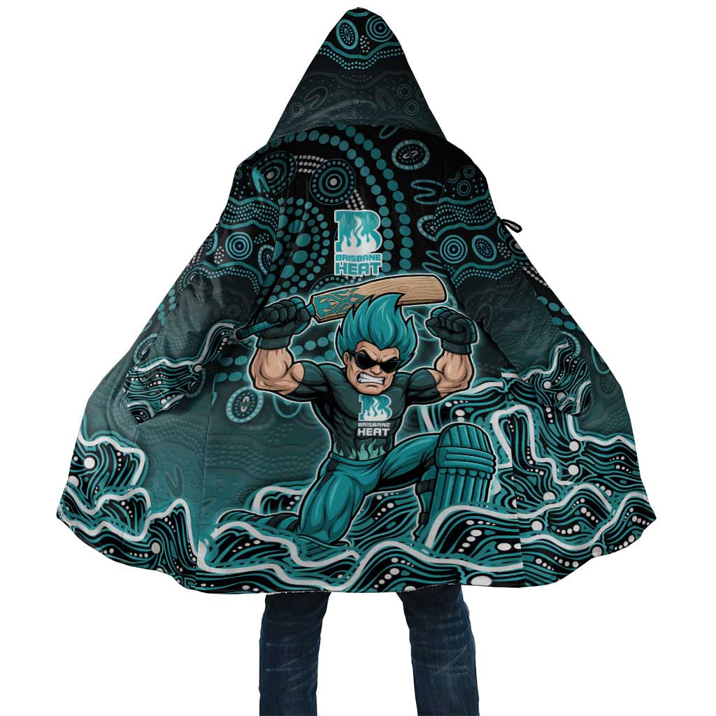 Brisbane Heat Cricket Mascot Cloak Aboriginal Dot Art Cyan And Black Tribal Pattern
