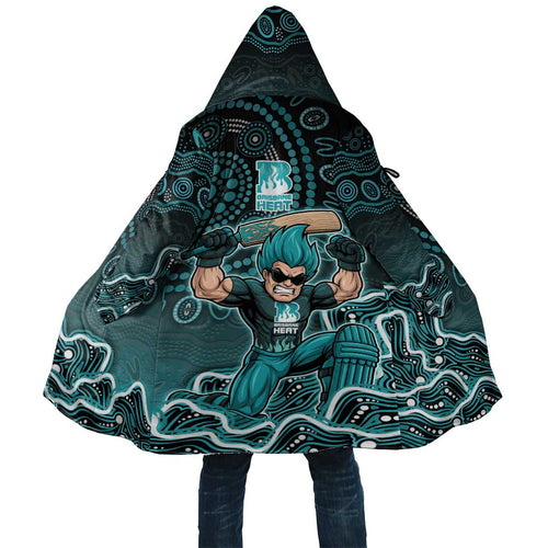 Brisbane Heat Cricket Mascot Cloak Aboriginal Dot Art Cyan And Black Tribal Pattern