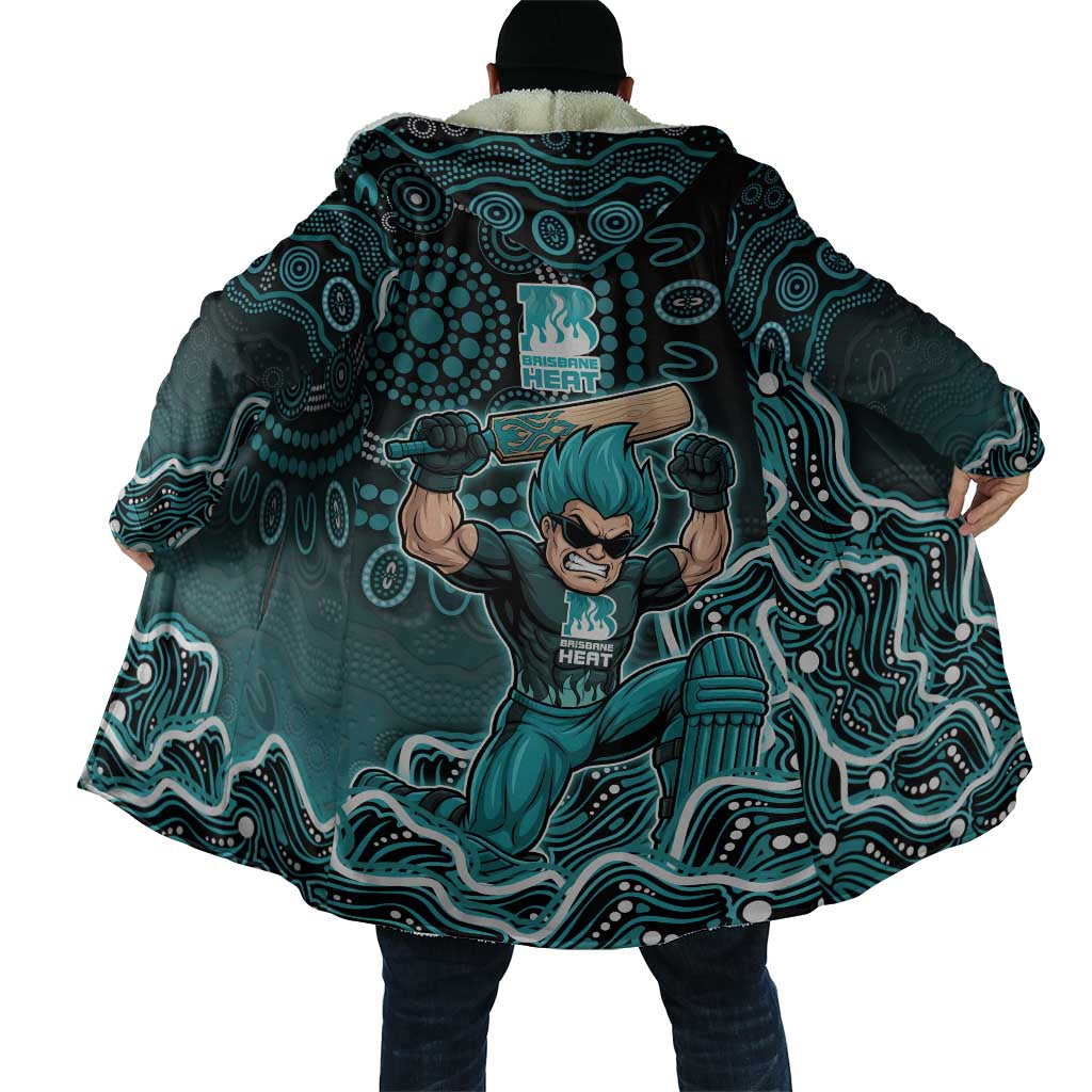 Brisbane Heat Cricket Mascot Cloak Aboriginal Dot Art Cyan And Black Tribal Pattern