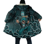Brisbane Heat Cricket Mascot Cloak Aboriginal Dot Art Cyan And Black Tribal Pattern