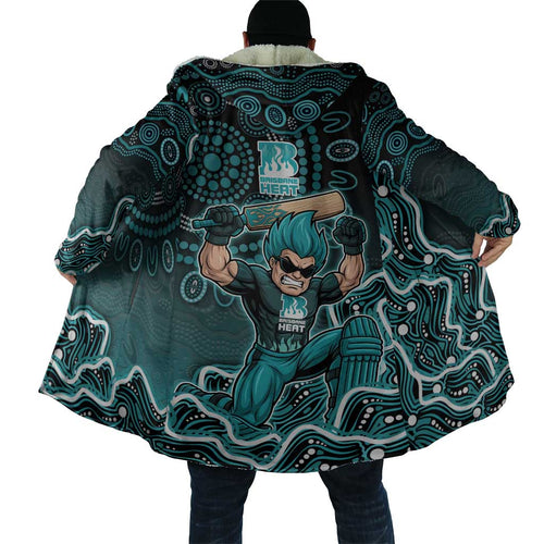 Brisbane Heat Cricket Mascot Cloak Aboriginal Dot Art Cyan And Black Tribal Pattern