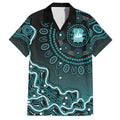Brisbane Heat Cricket Mascot Hawaiian Shirt Aboriginal Dot Art Cyan And Black Tribal Pattern
