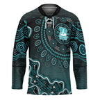 Brisbane Heat Cricket Mascot Hockey Jersey Aboriginal Dot Art Cyan And Black Tribal Pattern