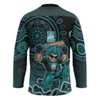 Brisbane Heat Cricket Mascot Hockey Jersey Aboriginal Dot Art Cyan And Black Tribal Pattern