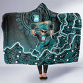 Brisbane Heat Cricket Mascot Hooded Blanket Aboriginal Dot Art Cyan And Black Tribal Pattern