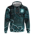 Brisbane Heat Cricket Mascot Hoodie Aboriginal Dot Art Cyan And Black Tribal Pattern