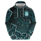 Brisbane Heat Cricket Mascot Hoodie Aboriginal Dot Art Cyan And Black Tribal Pattern