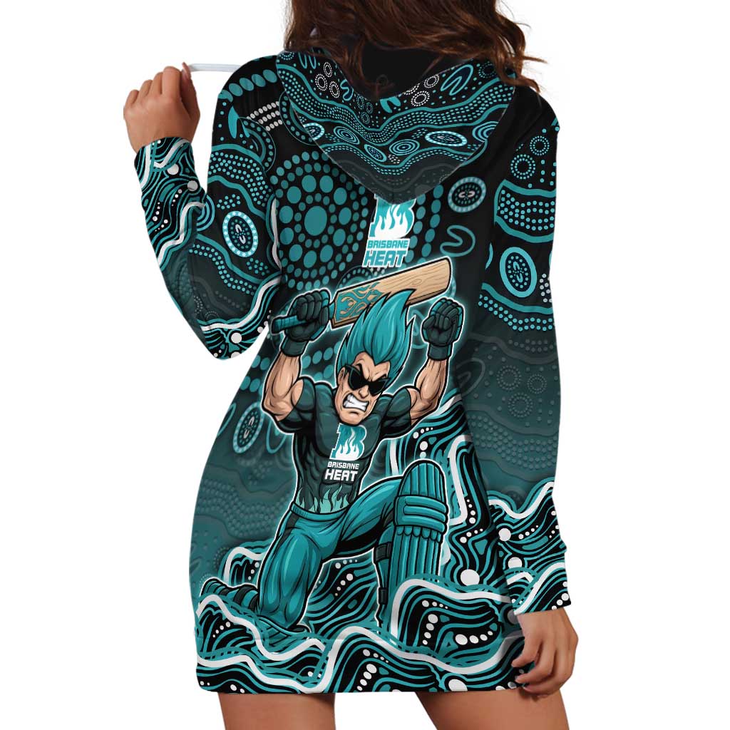 Brisbane Heat Cricket Mascot Hoodie Dress Aboriginal Dot Art Cyan And Black Tribal Pattern