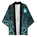 Brisbane Heat Cricket Mascot Kimono Aboriginal Dot Art Cyan And Black Tribal Pattern