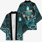 Brisbane Heat Cricket Mascot Kimono Aboriginal Dot Art Cyan And Black Tribal Pattern
