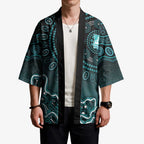 Brisbane Heat Cricket Mascot Kimono Aboriginal Dot Art Cyan And Black Tribal Pattern