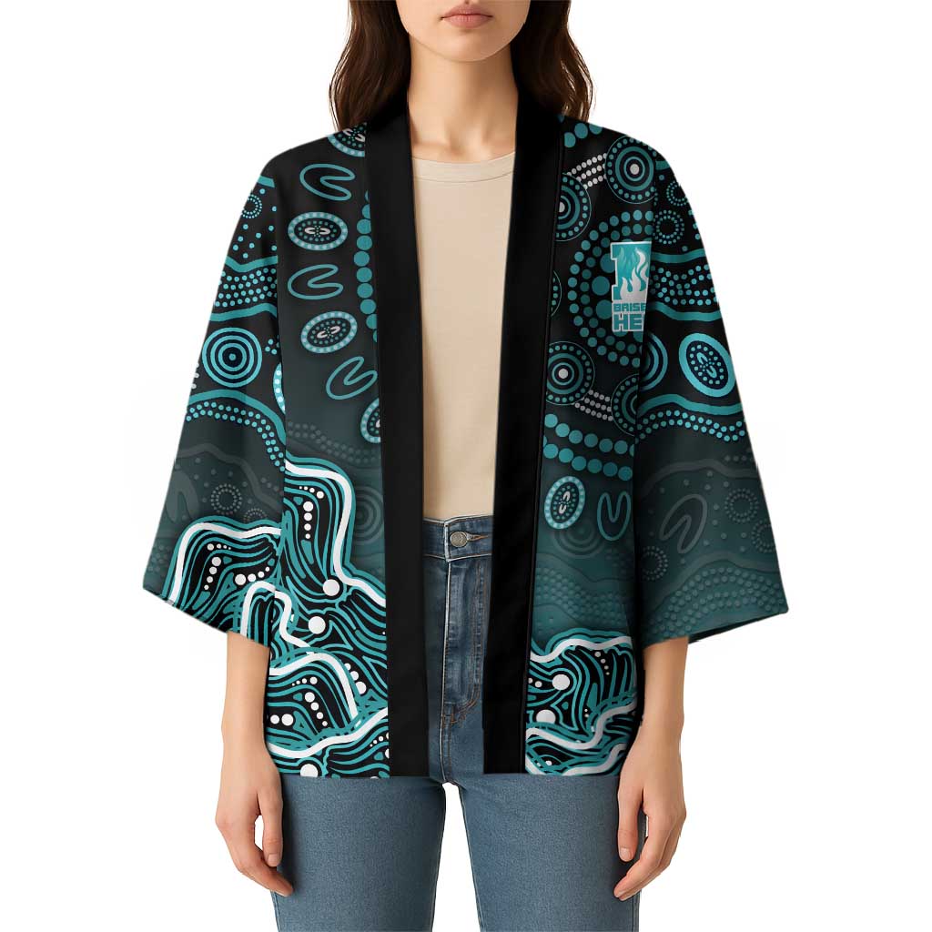 Brisbane Heat Cricket Mascot Kimono Aboriginal Dot Art Cyan And Black Tribal Pattern