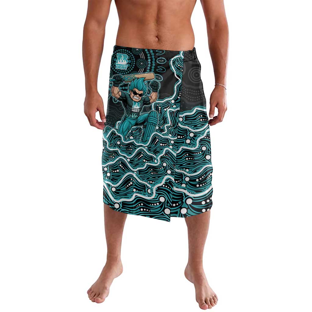 Brisbane Heat Cricket Mascot Lavalava Aboriginal Dot Art Cyan And Black Tribal Pattern