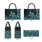 Brisbane Heat Cricket Mascot Leather Bag Aboriginal Dot Art Cyan And Black Tribal Pattern
