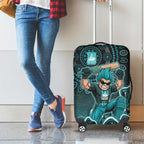 Brisbane Heat Cricket Mascot Luggage Cover Aboriginal Dot Art Cyan And Black Tribal Pattern