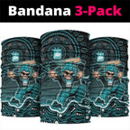 Brisbane Heat Cricket Mascot Neck Gaiter Aboriginal Dot Art Cyan And Black Tribal Pattern