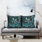 Brisbane Heat Cricket Mascot Pillow Cover Aboriginal Dot Art Cyan And Black Tribal Pattern