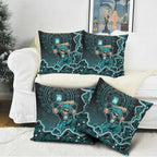 Brisbane Heat Cricket Mascot Pillow Cover Aboriginal Dot Art Cyan And Black Tribal Pattern
