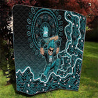 Brisbane Heat Cricket Mascot Quilt Aboriginal Dot Art Cyan And Black Tribal Pattern