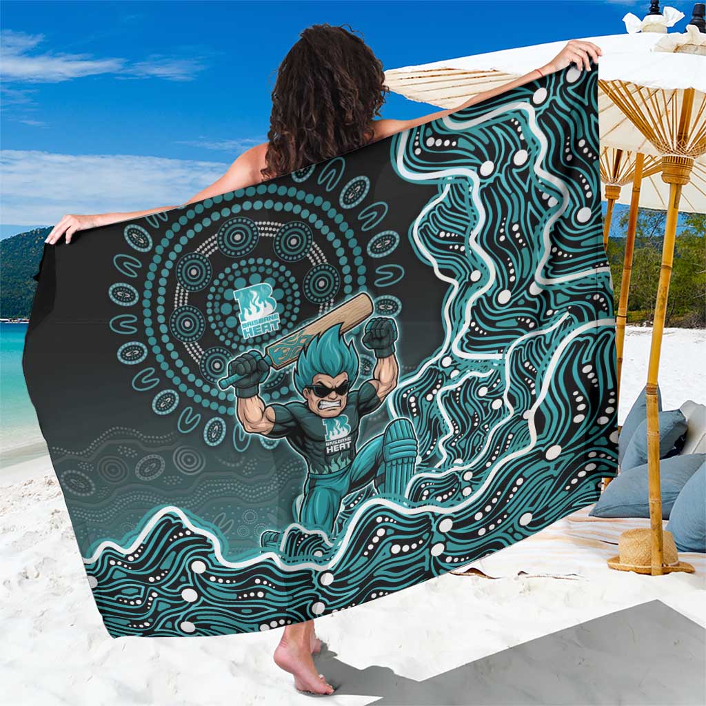 Brisbane Heat Cricket Mascot Sarong Aboriginal Dot Art Cyan And Black Tribal Pattern