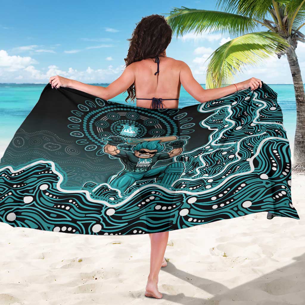 Brisbane Heat Cricket Mascot Sarong Aboriginal Dot Art Cyan And Black Tribal Pattern