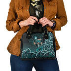 Brisbane Heat Cricket Mascot Shoulder Handbag Aboriginal Dot Art Cyan And Black Tribal Pattern