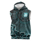 Brisbane Heat Cricket Mascot Sleeveless Zip Hoodie Aboriginal Dot Art Cyan And Black Tribal Pattern