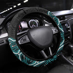 Brisbane Heat Cricket Mascot Steering Wheel Cover Aboriginal Dot Art Cyan And Black Tribal Pattern