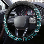Brisbane Heat Cricket Mascot Steering Wheel Cover Aboriginal Dot Art Cyan And Black Tribal Pattern