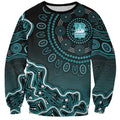 Brisbane Heat Cricket Mascot Sweatshirt Aboriginal Dot Art Cyan And Black Tribal Pattern