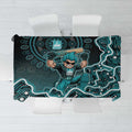 Brisbane Heat Cricket Mascot Tablecloth Aboriginal Dot Art Cyan And Black Tribal Pattern
