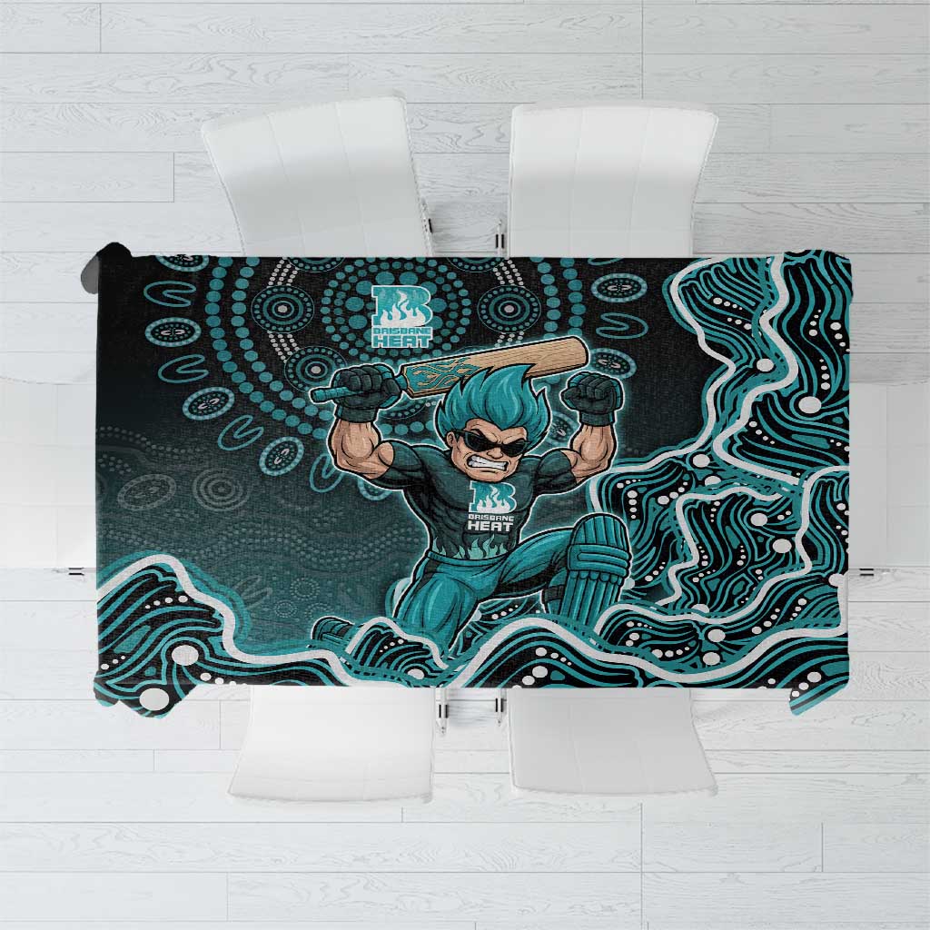 Brisbane Heat Cricket Mascot Tablecloth Aboriginal Dot Art Cyan And Black Tribal Pattern