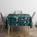 Brisbane Heat Cricket Mascot Tablecloth Aboriginal Dot Art Cyan And Black Tribal Pattern