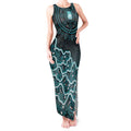 Brisbane Heat Cricket Mascot Tank Maxi Dress Aboriginal Dot Art Cyan And Black Tribal Pattern