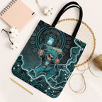 Brisbane Heat Cricket Mascot Tote Bag Aboriginal Dot Art Cyan And Black Tribal Pattern