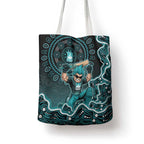 Brisbane Heat Cricket Mascot Tote Bag Aboriginal Dot Art Cyan And Black Tribal Pattern
