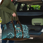 Brisbane Heat Cricket Mascot Travel Bag Aboriginal Dot Art Cyan And Black Tribal Pattern