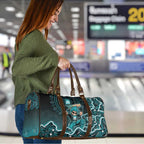 Brisbane Heat Cricket Mascot Travel Bag Aboriginal Dot Art Cyan And Black Tribal Pattern
