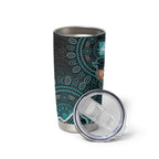 Brisbane Heat Cricket Mascot Tumbler Cup Aboriginal Dot Art Cyan And Black Tribal Pattern